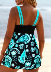 Cyan Paisley Print Wide Strap Swimdress Top-No Bottom | picture 2