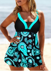Cyan Paisley Print Wide Strap Swimdress Top-No Bottom | picture 3