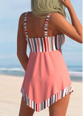 Striped Hanky Hem Bowknot Peach Pink Swimdress Top-No Bottom | picture 2