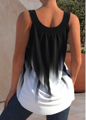 Ombre Wide Strap Decorative Button Black Tank Top | thumb picture 