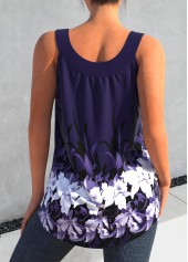 Floral Print Round Neck Deep Purple Tank Top | thumb picture 