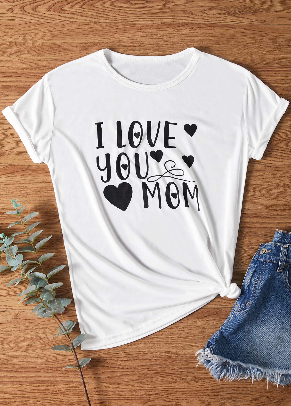 White Mother's Day Letter Print T Shirt