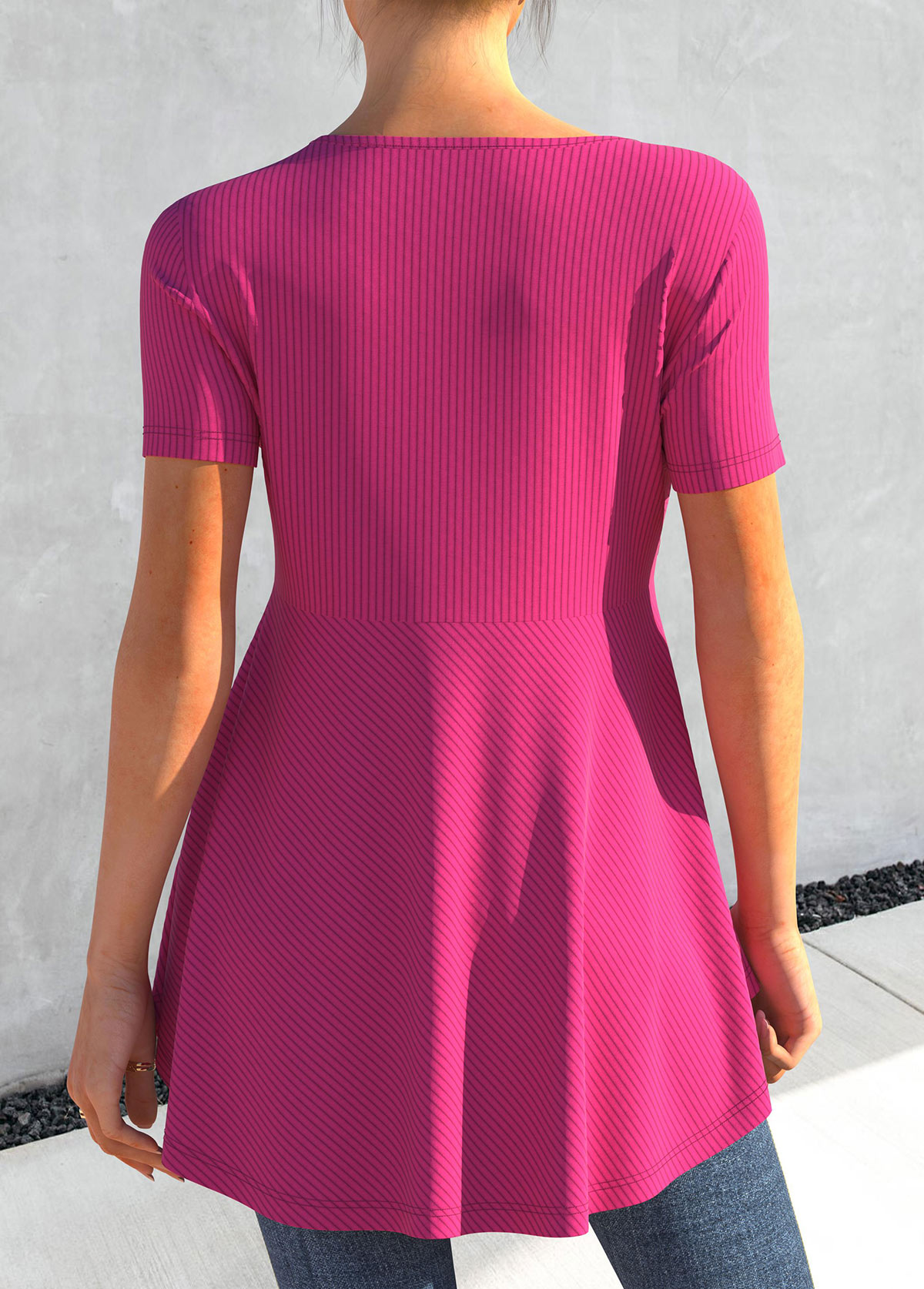 Short Sleeve Pit Fabric Hot Pink T Shirt