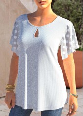 Glitter Fabric White Polka Dot T Shirt | thumb picture 