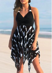 Brushstroke Print Color Block Swimdress Top-No Bottom | picture 3