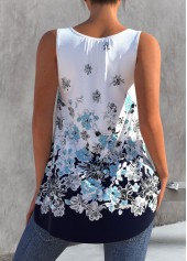 Floral Print Round Neck White Tank Top | thumb picture 