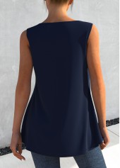 Tribal Print Navy Blue Faux Two Piece Tank Top | thumb picture 