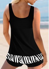 Black Zebra Print Mesh Stitching Tankini Top-No Bottom | picture 2