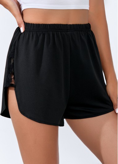 Lace Stitching High Waisted Black Shorts     2nd 10%, 3rd 20%, 4th 40%