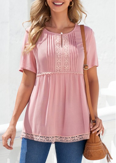  Modlily-Women's Clothing > Tops > Blouses&Shirts-COLOR-Dusty Pink