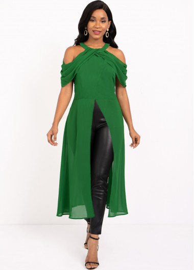  Modlily-Women's Clothing > Tops > Blouses&Shirts-COLOR-Green