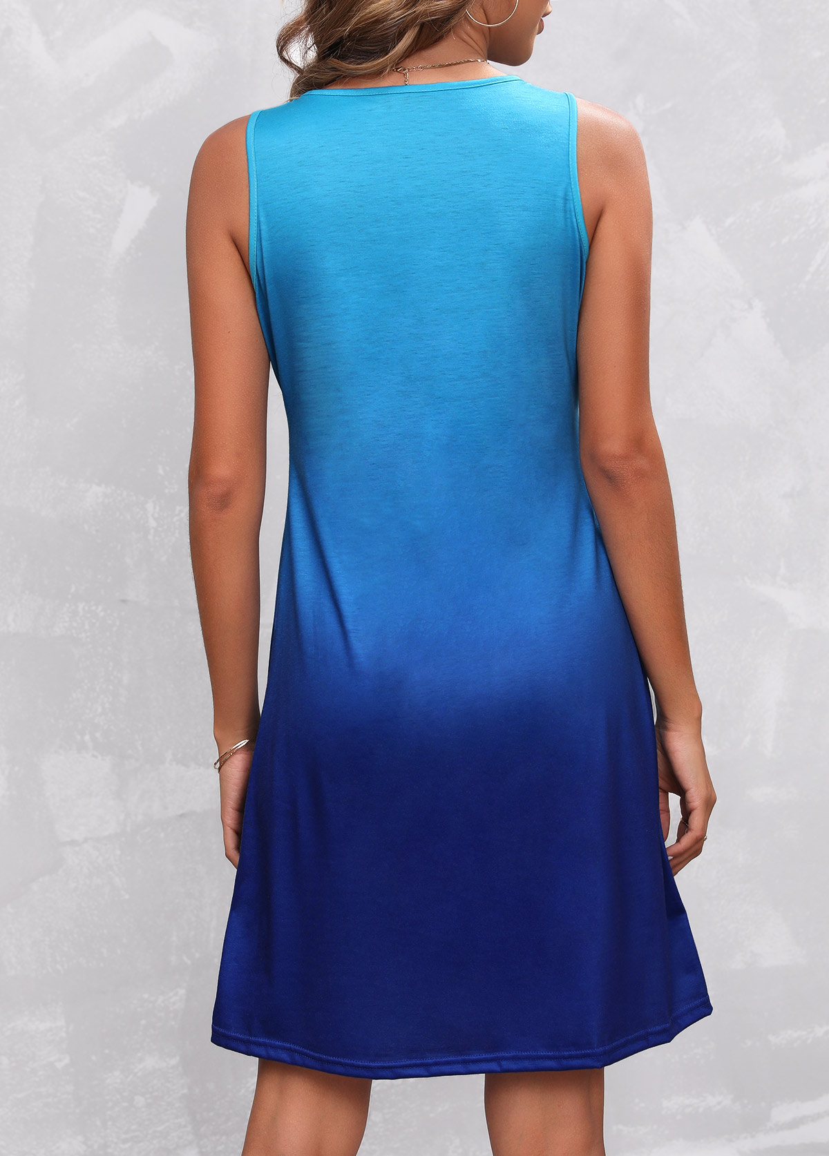 Fold Blue Wide Strap Ombre Dress