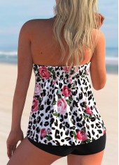 Floral Print Leopard Halter Tankini Set | thumb picture 