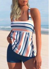 Plus Size Multi Color Striped Tankini Set