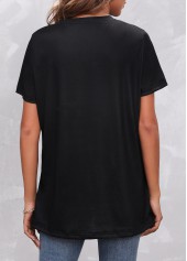 Round Neck Butterfly Print Black T Shirt | thumb picture 