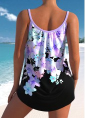 Bowknot Floral Print Light Purple Tankini Top-No Bottom | picture 2