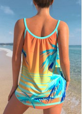 Tropical Print Cyan Bowknot Tankini Set | thumb picture 