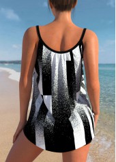 Bowknot Geometric Print Black Contrast Tankini Top-No Bottom | picture 2