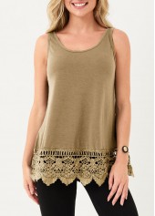 Light Khaki Lace Stitching Tank Top | thumb picture 