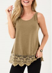 Light Khaki Lace Stitching Tank Top | thumb picture 