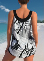 Tribal Print Striped Black Tankini Set | thumb picture 