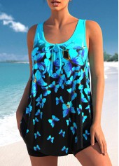 Cyan Butterfly Print Ombre Tankini Top-No Bottom | picture 3