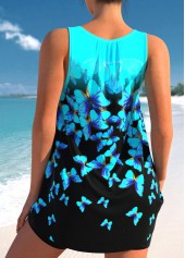 Cyan Butterfly Print Ombre Tankini Top-No Bottom | picture 2