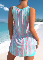 Tribal Geometric Print Cyan Bowknot Tankini Set | thumb picture 