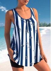 Striped Navy Blue Bowknot Tankini Top-No Bottom | picture 3