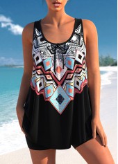 Tribal Print Black Bowknot Tankini Top-No Bottom | picture 1