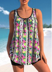 Floral Geometric Print Multi Color Tankini Top-No Bottom | picture 1
