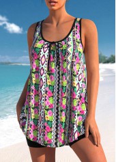 Floral Geometric Print Multi Color Tankini Top-No Bottom | picture 3