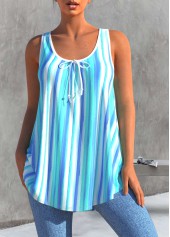 Striped Bowknot Sky Blue Tank Top