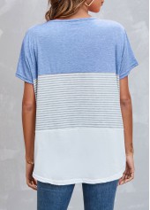 Round Neck Striped Light Blue T Shirt | thumb picture 