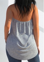 Cross Halter Grey Sleeveless Tank Top | thumb picture 
