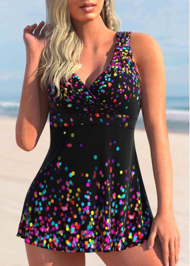 Polka Dot Black Ombre Swimdress and Shorts