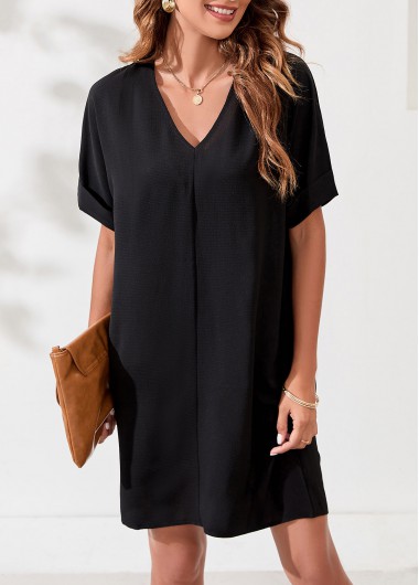 Black Short Sleeve V Neck Dress  -  2nd 10%, 3rd 20%, 4th 40%