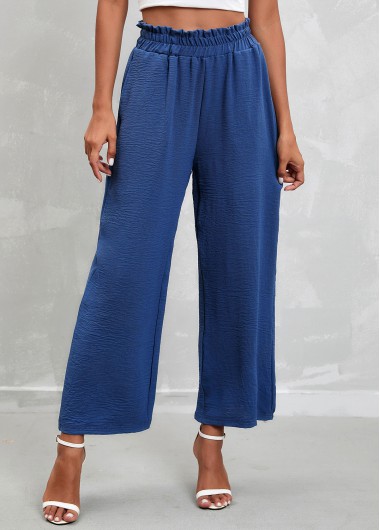 Blue Double Side Pockets High Waisted Pants     2nd 10%, 3rd 20%, 4th 40%