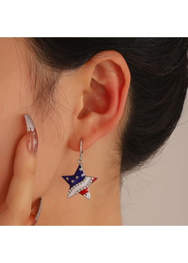 Star Shape American Flag Design Multi Color Earrings     