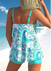 Tribal Print Wide Strap Cyan Tankini Set | thumb picture 