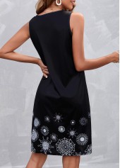 Black Pleated Floral Print A Line Sleeveless Dress | thumb picture 