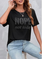 Hot Drilling Letter Design Black T Shirt | thumb picture 