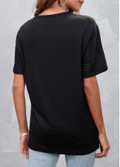 Hot Drilling Letter Design Black T Shirt | thumb picture 