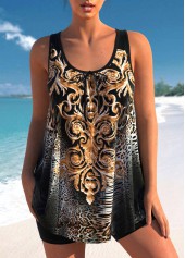 Leopard Black Wide Strap Tankini Top-No Bottom | picture 1