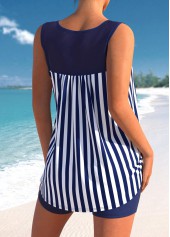 Nautical Striped Navy Blue Bowknot Tankini Set | thumb picture 