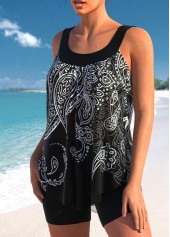 Paisley Print Black Wide Strap Tankini Top-No Bottom | picture 3