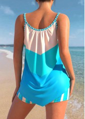 Handkerchief Hem High Waisted Cyan Tankini Set | thumb picture 