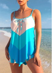 Handkerchief Hem High Waisted Cyan Tankini Set | thumb picture 