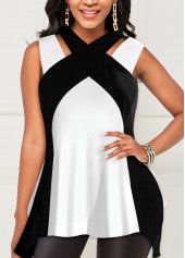 White Criss Cross Sleeveless Tank Top