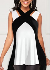 White Criss Cross Sleeveless Tank Top | thumb picture 